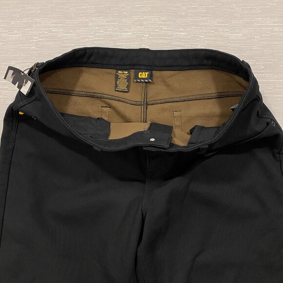 CAT Caterpillar Work Pants Mens 40 x 30 Black Canvas Fleece Lined Insulated - Picture 4 of 13
